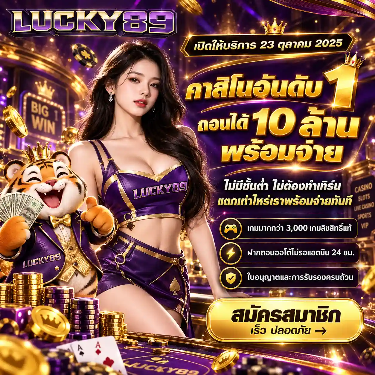 LUCKY89 คาสิโนออนไลน์ ถอนได้ 10 ล้าน ไม่ต้องทำเทิร์น เกม 3,000 (7)